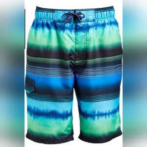 Kanu Surf Men's Size S Barracuda Swim Trunks Board Shorts Nova Navy/Green